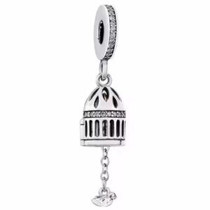 NWOT Bird & Birdcage Free as a Bird Dangle Charm Sterling Silver 925